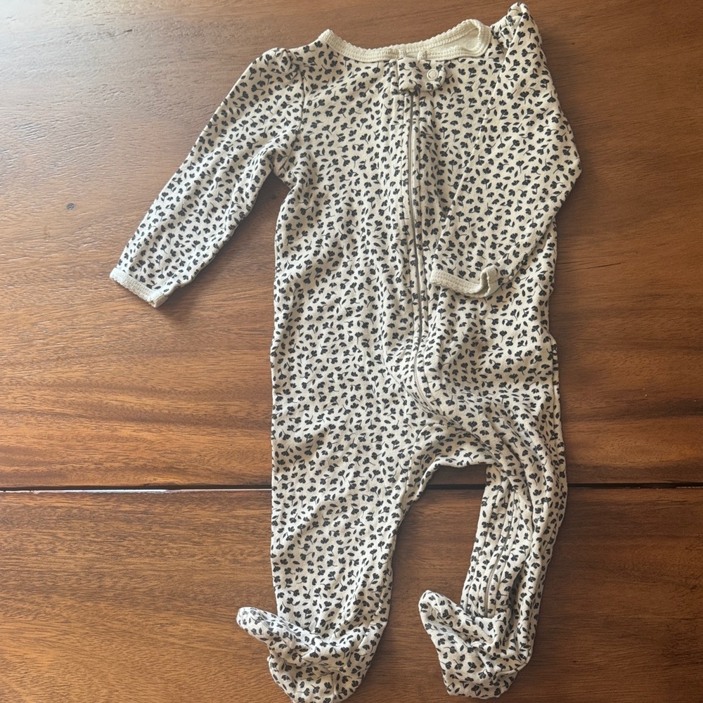 Carter's Cream and Black Animal Print Footie